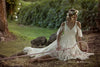 USED XXS Blakely Hi Low Maternity Gown in Ivory • Tank Style Ruffled Lace Maternity Gown • Peek-a-Boo Sleeve Maternity Gown • Open Shoulder Gown • Hi Low Lace Maternity Gown • Peek-a-Boo Sleeve Dress • by Sew Trendy