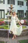 USED XXS Blakely Hi Low Maternity Gown in Ivory • Tank Style Ruffled Lace Maternity Gown • Peek-a-Boo Sleeve Maternity Gown • Open Shoulder Gown • Hi Low Lace Maternity Gown • Peek-a-Boo Sleeve Dress • by Sew Trendy