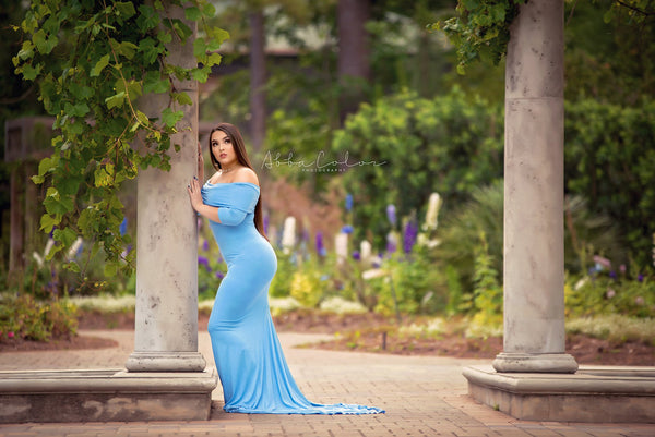 Elaine Gown • Fitted Maternity Gown • Banded Top Maternity Dress •  Maternity Dress for Photo Shoot • Photos • by Sew Trendy