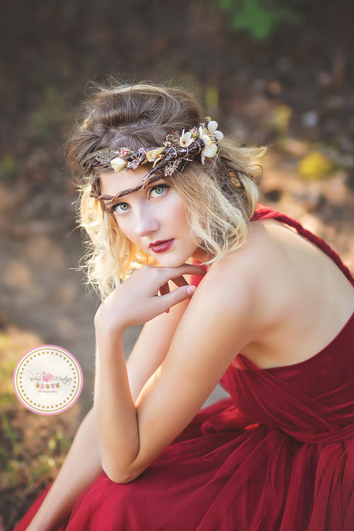 Freyja Flower Crown • Fall Floral Crown • Autumn Crown • Antler Flower Crown | Ready To Ship • by Sew Trendy