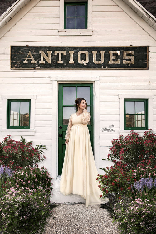 Marina Gown • Country Maternity Gown • Vintage Maternity Nightgown • Sheer Chiffon Maternity Gown • by Sew Trendy