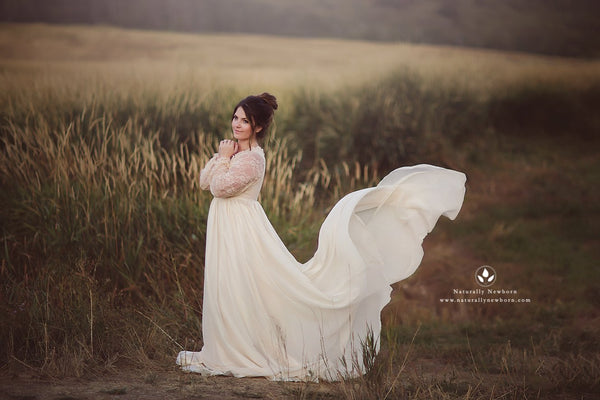 Marina Gown • Country Maternity Gown • Vintage Maternity Nightgown • Sheer Chiffon Maternity Gown • by Sew Trendy