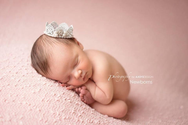Molly Princess Crown • Crochet Lace Pearl Crown • Gold • Ivory • Silver • Ivory | READY TO SHIP • by Sew Trendy