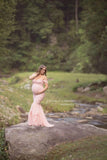 Samantha Gown • Sweetheart Lace and Chiffon Pregnancy Dress • Fitted Chiffon Mermaid Style Maternity Gown • by Sew Trendy