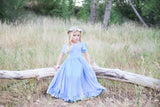 Frankie Girls Gown • Flutter Sleeve Gown • Knit Ruffled Girls Dress • Tea Length Full Circle Dress • by Sew Trendy