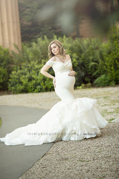 Veronique Gown • Couture Mermaid Style Maternity Gown • Bridal Gown • Princess Tutu • Detachable Bustle Gown • by Sew Trendy