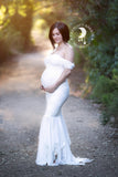 Samantha Gown • Sweetheart Lace and Chiffon Pregnancy Dress • Fitted Chiffon Mermaid Style Maternity Gown • by Sew Trendy