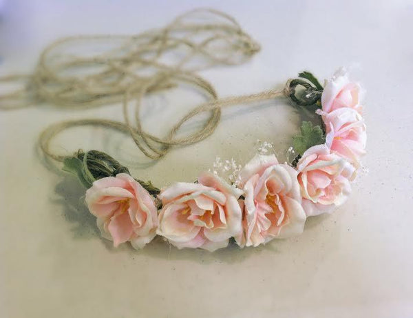 Mia Floral Crown • Organic Crown • Rosette Crown • Grapevine Crown • Wedding Headpiece • Bohemian Halo | Ready To Ship • by Sew Trendy