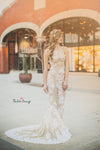 Francine Gown • Couture Sheer Nude Flower Gown • Sheer Maternity Gown • Nude Gown • Sheer Pregnancy Dress • Slim Fit Maternity Gown • Couture Gown Mesh • by Sew Trendy