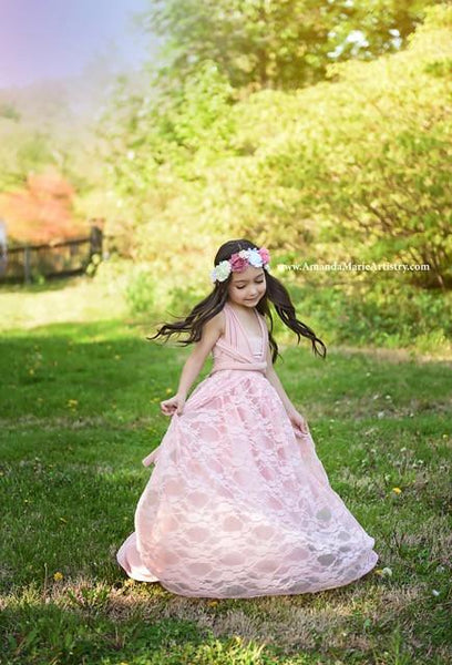 Jaycee Gown • Vintage Lace Girls Infinity Gown • by Sew trendy