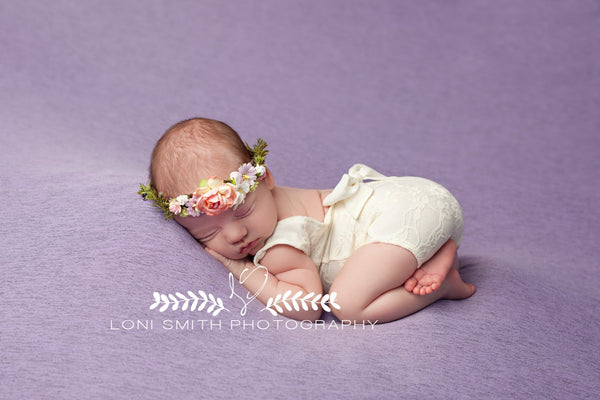 Mini Primrose Floral Crown • Newborn Flower Crown • Simple Crown • Bohemian Crown • Ivory Floral Crown • Dainty Floral Crown | READY TO SHIP • by Sew Trendy
